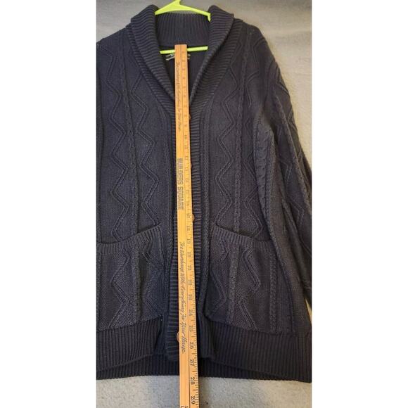 Liverpool‎ Fisherman Cable Knit Cardigan Sweater Men's Sz L Preppy Navy Blue - Picture 4 of 10